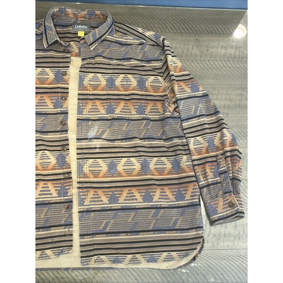 Cabela's Shirt Mens size 2XLT Chamois Button-up Deer Skin Soft Aztec Print - Picture 2 of 7